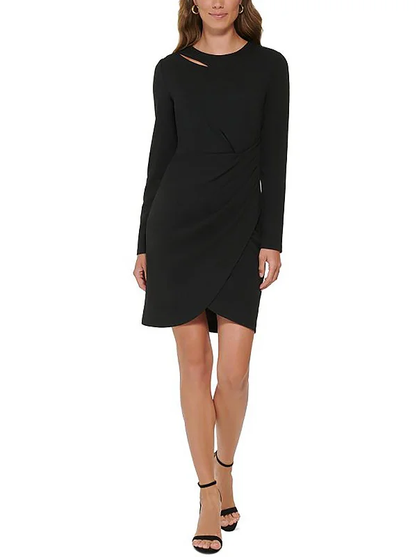 Hurry In Womens Crepe Cut-Out Sheath Dress