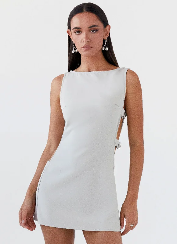 Price Reduction Cherish You Buckle Mini Dress - Grey
