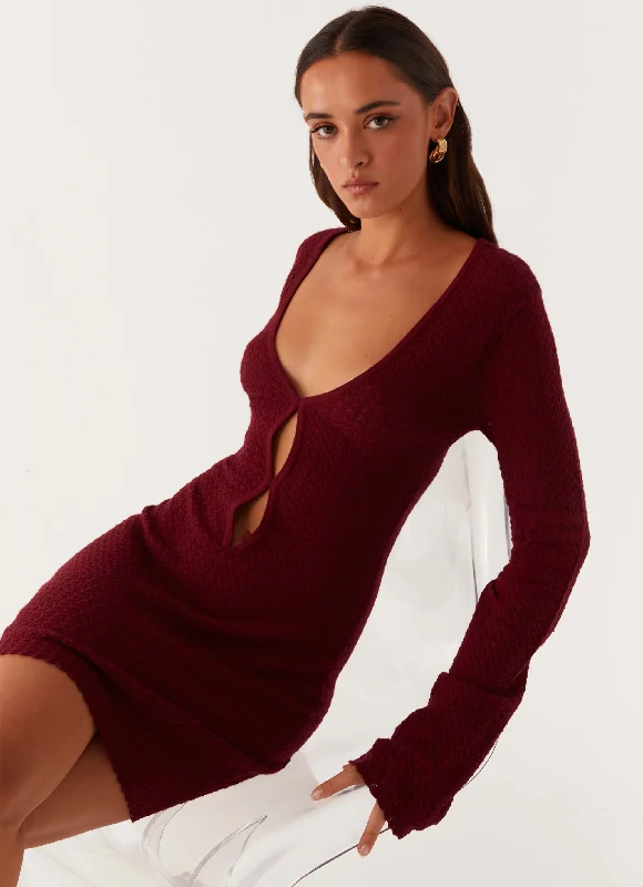 Reduced Prices Lavelle Knit Mini Dress - Maroon