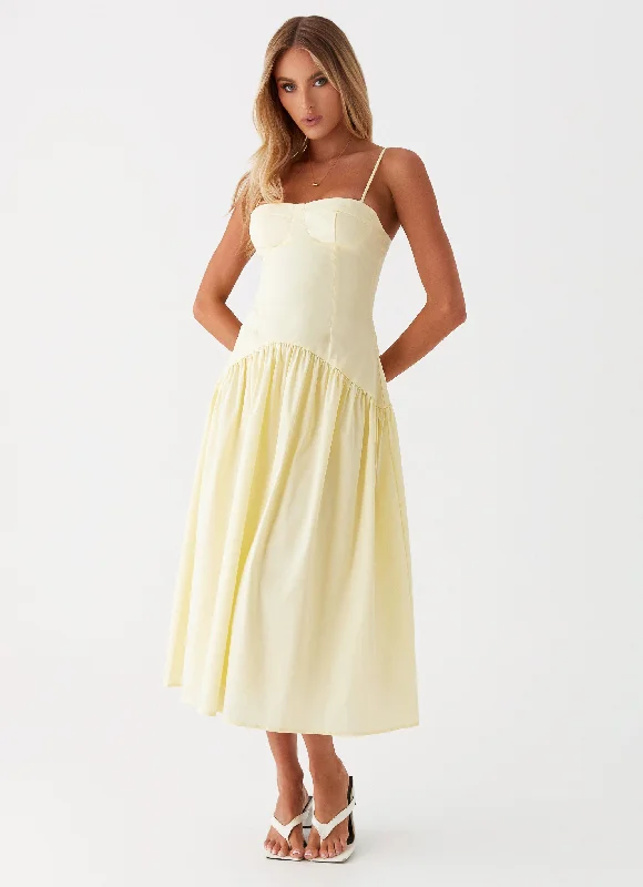 Bonus Savings Yvette Corset Midi Dress - Yellow