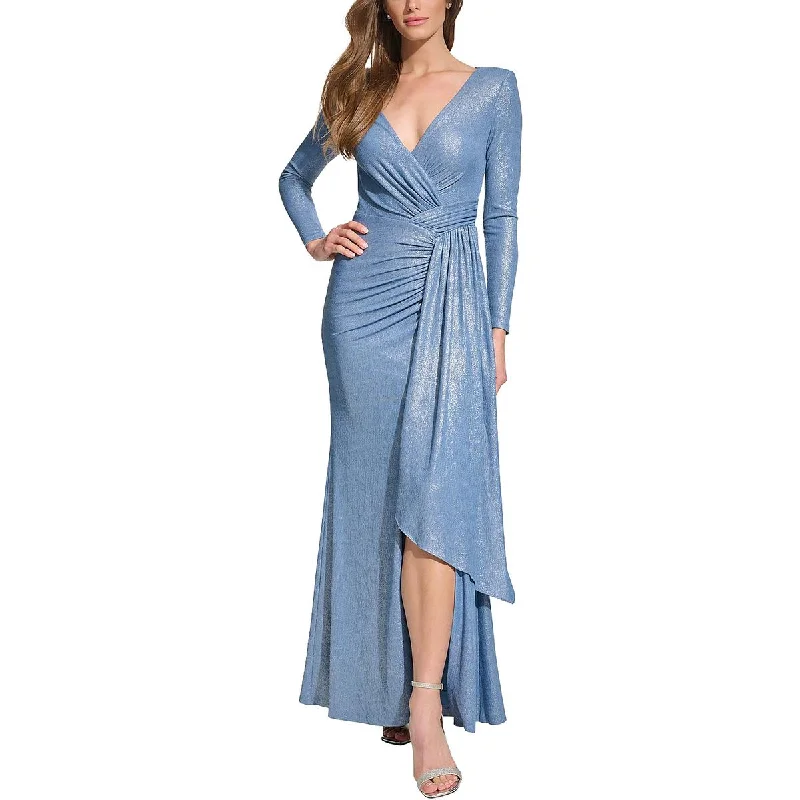Hot Deal Petites Womens Metallic Long Evening Dress
