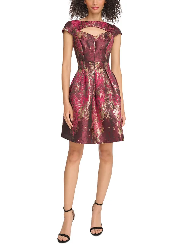 Discount Deals Womens Jacquard Cut-Out Fit & Flare Dress