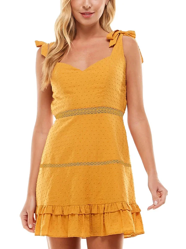 Don't Wait Juniors Womens Cotton Clip-Dot Sheath Dress