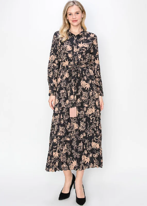 YEAR-End Sale Blush & Black Garden Print Dress