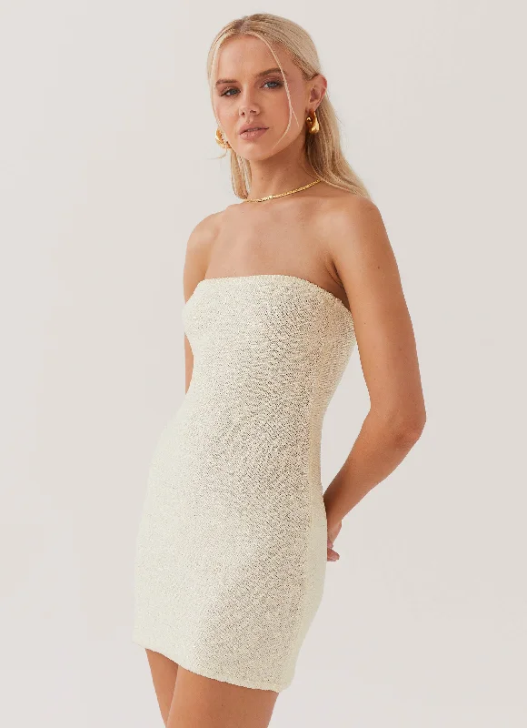 YEAR-End Clearance Dance The Night Tube Knit Mini Dress - Pearl Shimmer