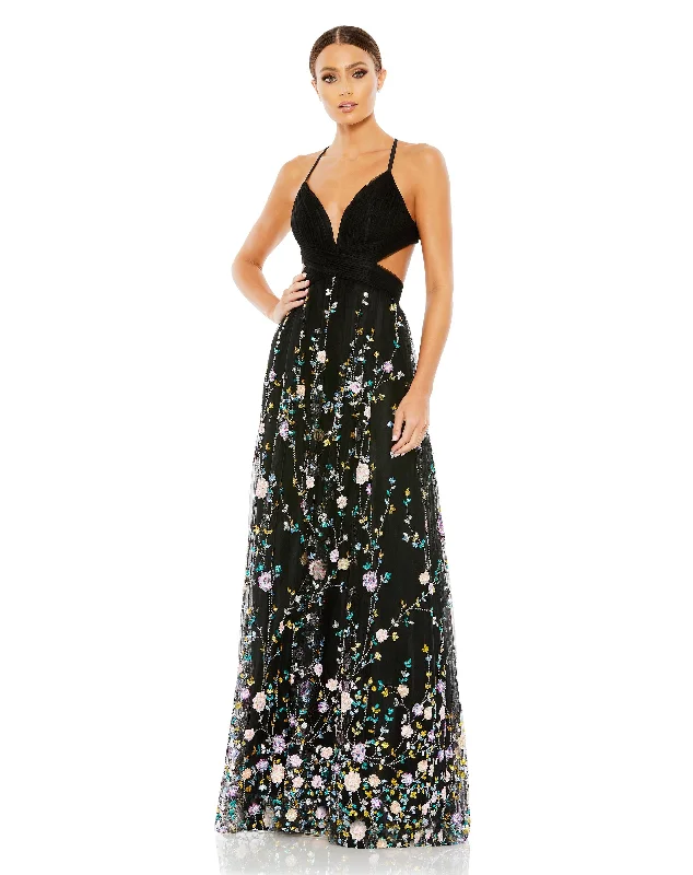 Weekend Deal Embellished Criss Cross Sleeveless Gown