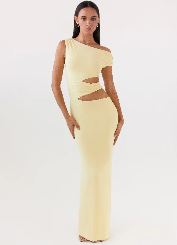 Now or Never Margot One Shoulder Maxi Dress - Yellow
