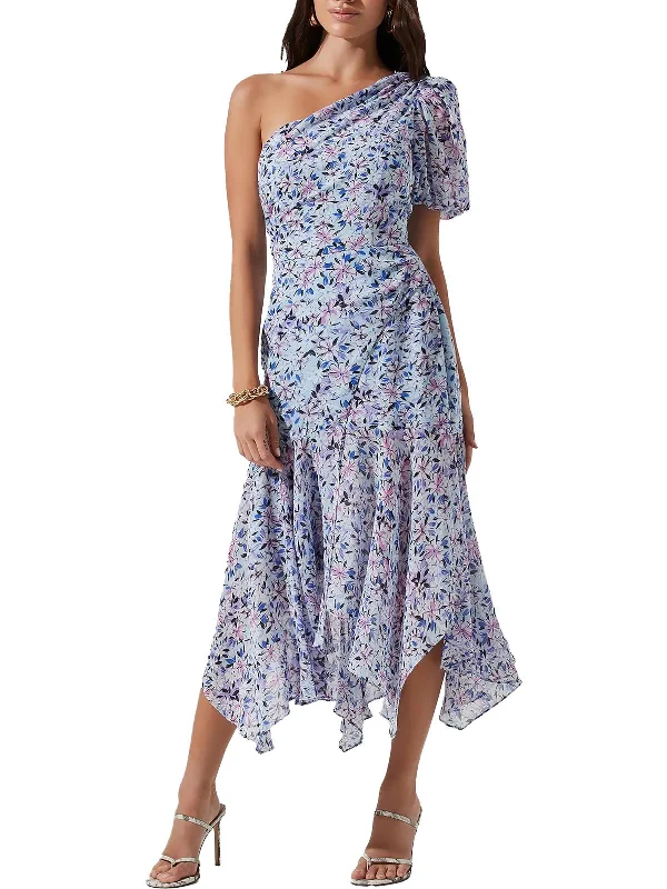 Can't Miss Santorini Womens Floral Calf Midi Dress