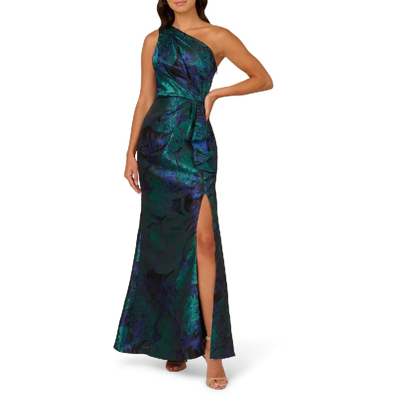 Instant Discount Womens Ruffled One Shoulder Evening Dress