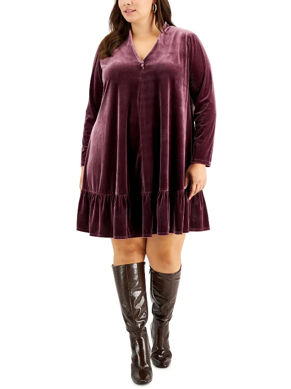 Bargain Prices Plus Womens Velvet Mini Mini Dress
