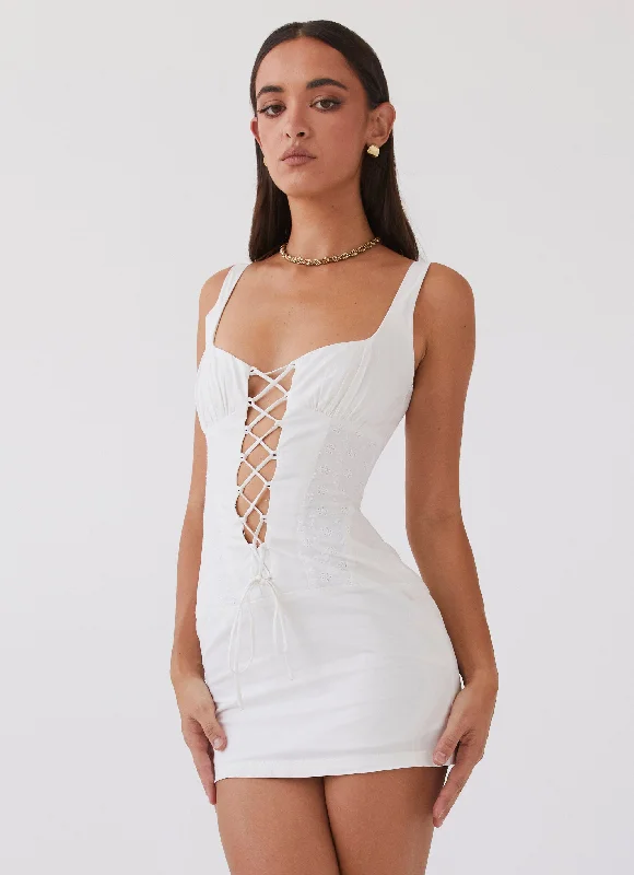 Exclusive Online Offer Casey Lace Up Mini Dress - White
