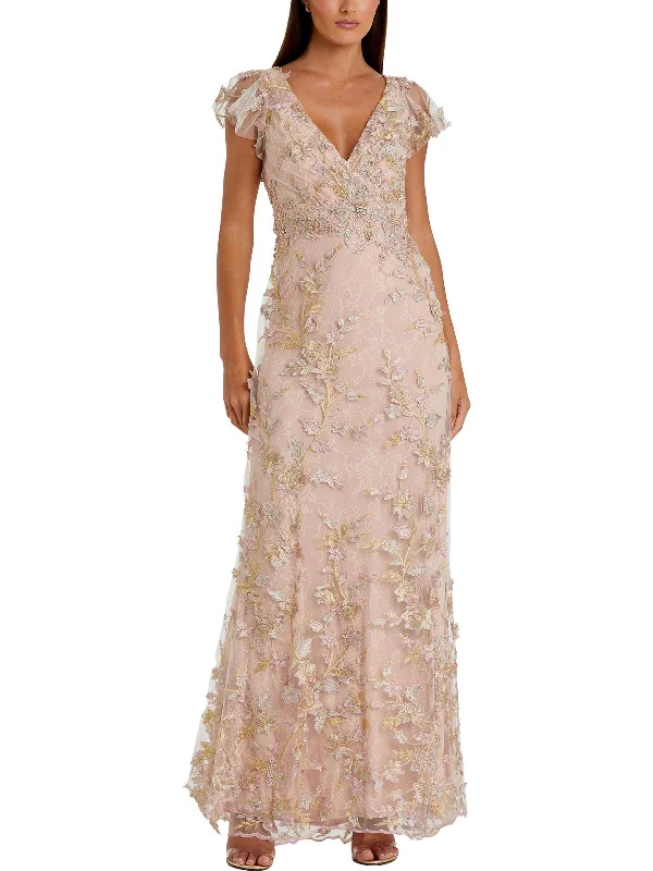 Stock Up and Save Womens Metallic Embellished Evening Dress