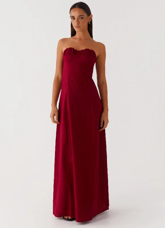 Hot Deal Tayla Linen Maxi Dress - Red