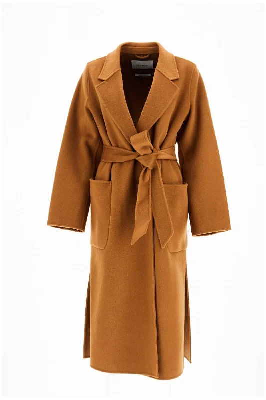 Discount Deals celia wrap coat robe style IO111046 LIGHT GINGERBREAD