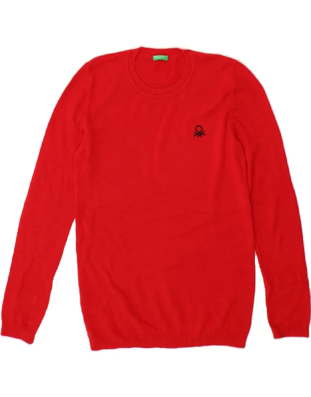 Year-End Sale BENETTON Womens Crew Neck Jumper Sweater UK 8 Small Red