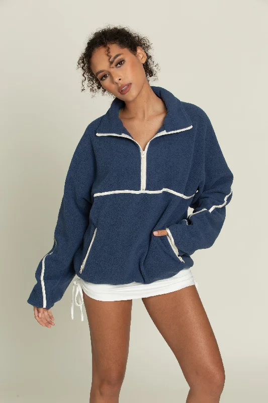 Weekend Flash Sale Navy Minimalistic Half-Zip Pullover