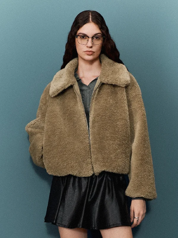Doorbuster Deal Fluffy Zip Up Front Jackets