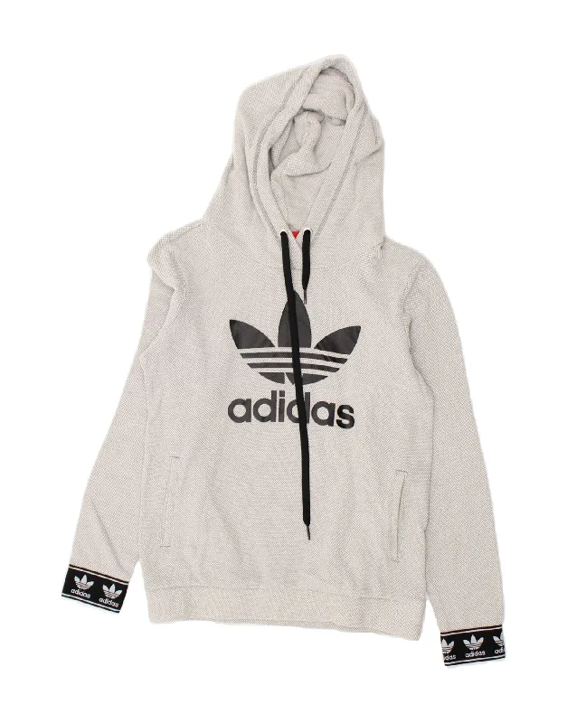 Savings Spectacular ADIDAS Womens Graphic Hoodie Jumper UK 10 Small  Grey Cotton