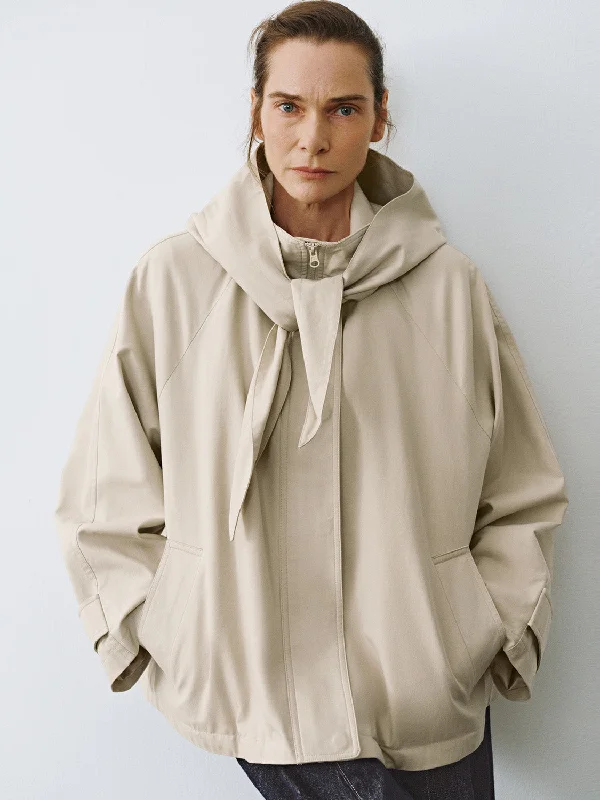 Act Now Ruffle Decor Zip Half Placket Jackets