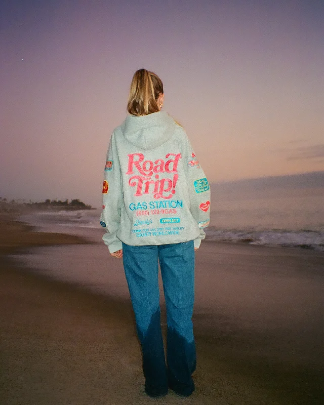 Closeout "Road Trip!" Oversized Lux Hoodie in Dark Heather