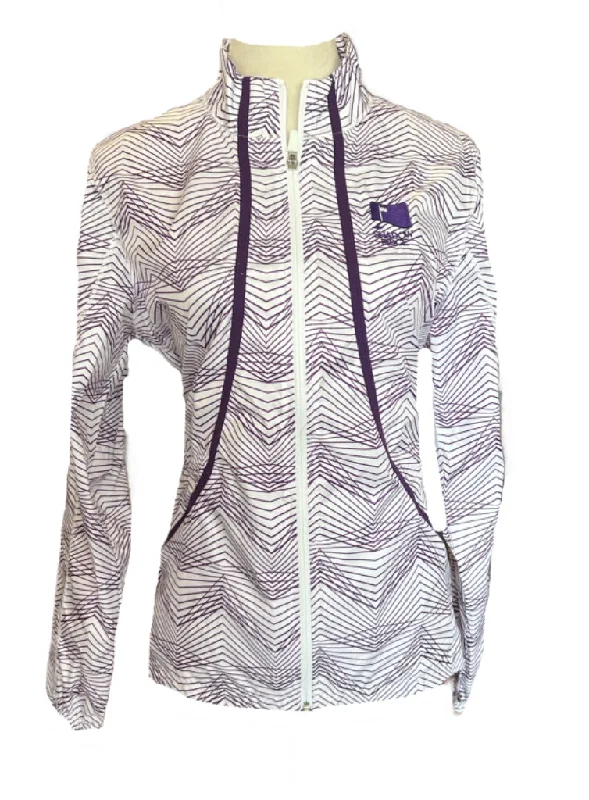 Must-Have Deals New Annika by Cutter & Buck Cloud Breaker Print Jacket -White/Purple Size M MSP$150
