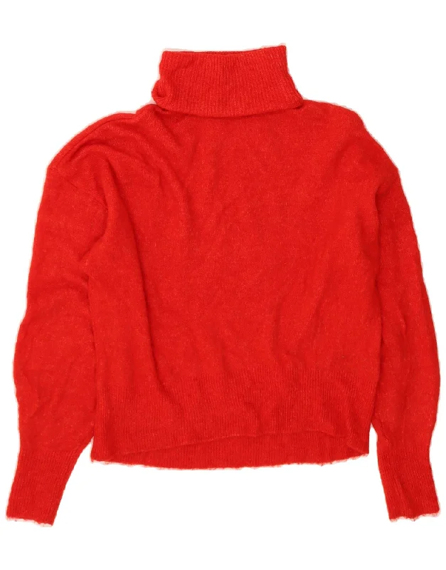 Clearance Event H&M Womens Oversized Roll Neck Jumper Sweater UK 10 Small Red Wool