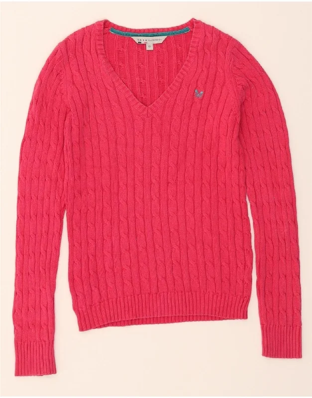 Take Advantage CREW CLOTHING Womens V-Neck Jumper Sweater UK 10 Small Pink Cotton