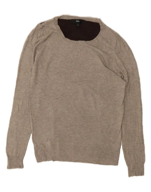 Best Bargains MOSSIMO Womens Crew Neck Jumper Sweater UK 14 Medium Grey Colourblock