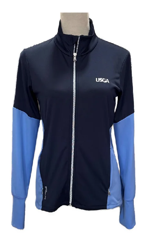 Limited Edition Ralph Lauren Women's Navy & Periwinkle Color Block Full-Zip Jacket w/ Logo Size L MSP$168 Limited Edition Ralph Lauren Women's Navy & Periwinkle Color Block Full-Zip Jacket w/ Logo Size L MSP$168