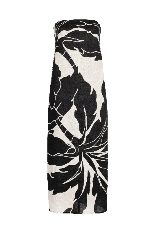 New Deals 'Bonita' Strapless Linen Dress - Black Print