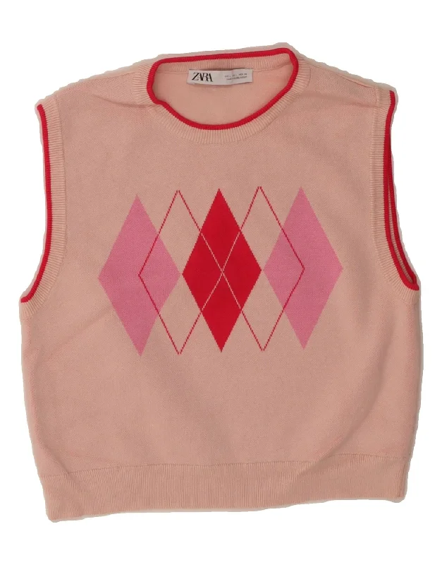 Deal of the Day ZARA Womens Crop Vest Tank Top UK 14 Large Pink Argyle/Diamond Viscose Deal of the Day ZARA Womens Crop Vest Tank Top UK 14 Large Pink Argyle/Diamond Viscose