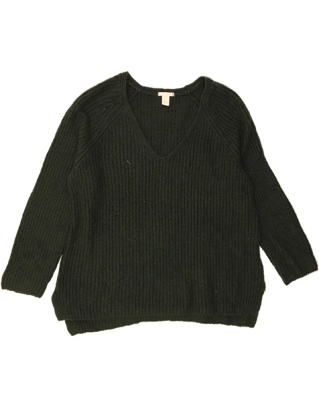 Weekend Deal H&M Womens V-Neck Jumper Sweater UK 16 Large Green Acrylic