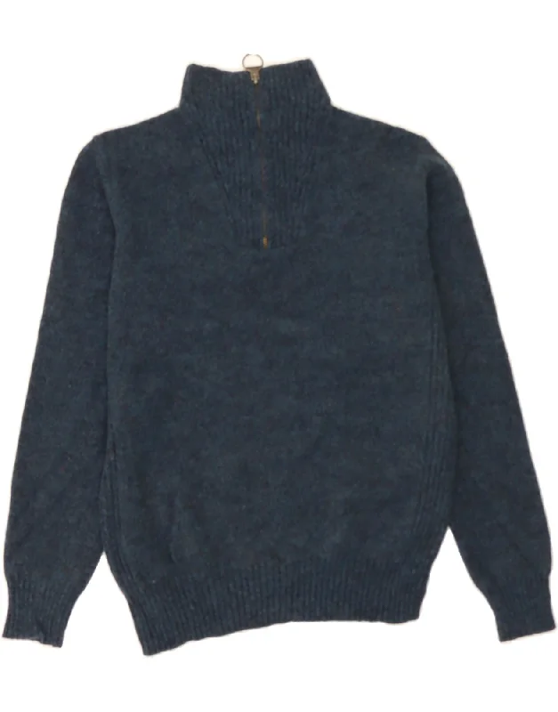 Super Sale BARBOUR Womens Zip Neck Jumper Sweater UK 10 Small Navy Blue Wool
