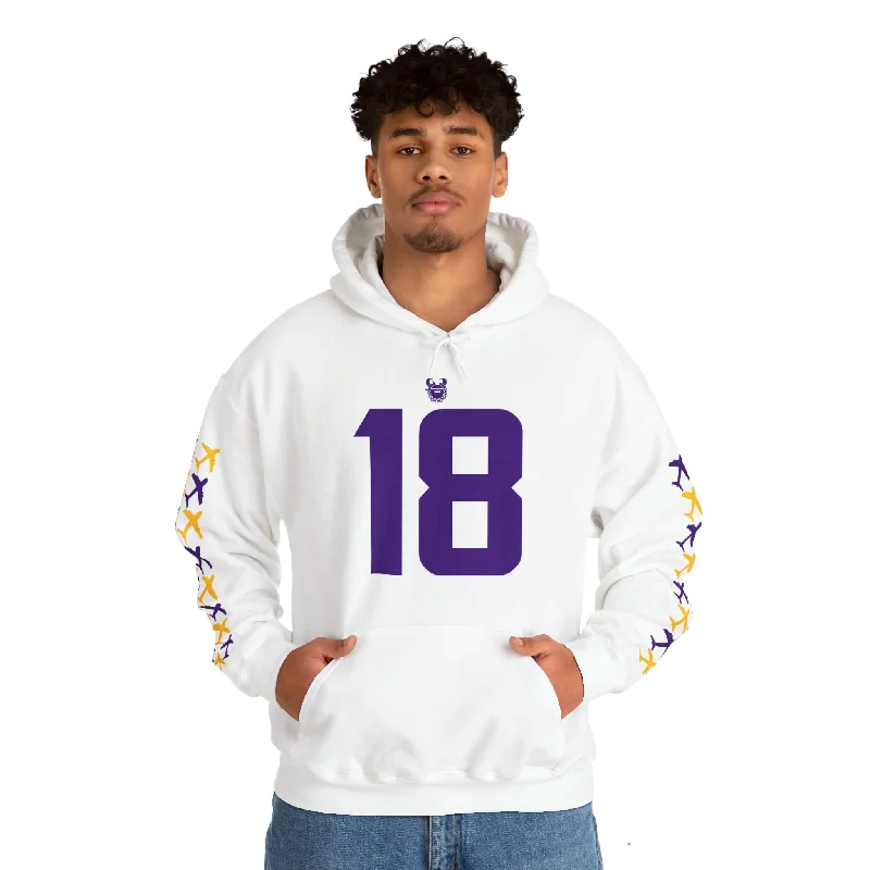 Deal Dash Unisex Heavy Blend™ Hooded Sweatshirt - Jersey #18 + Jet Planes (Sleeves)