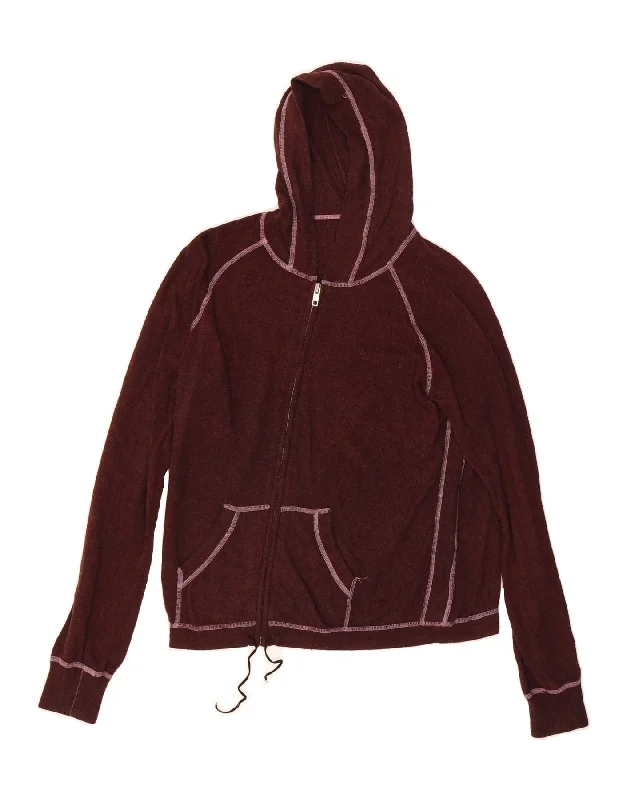 Seasonal Clearance JIGSAW Womens Zip Hoodie Sweater UK 16 Large Burgundy Cotton