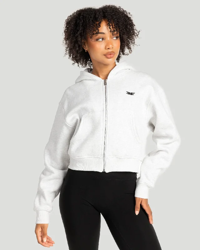 Huge Discounts Cropped Classic Zip Through - Polar Grey