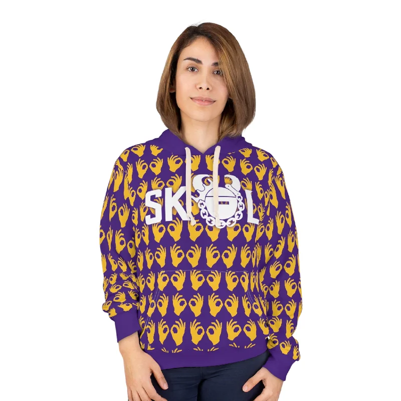 Markdowns Unisex Pullover Hoodie - Purple/Gold Griddy - The Original