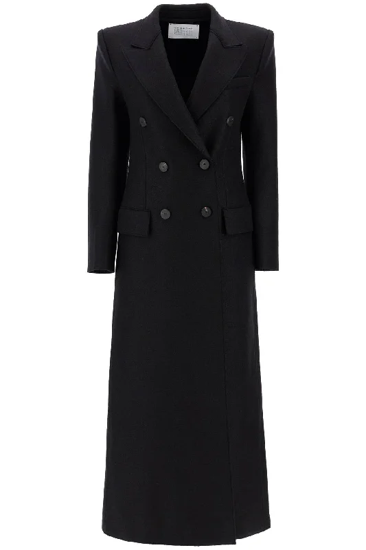 Special Price double-breasted pressed wool coat A1604MLK BLACK