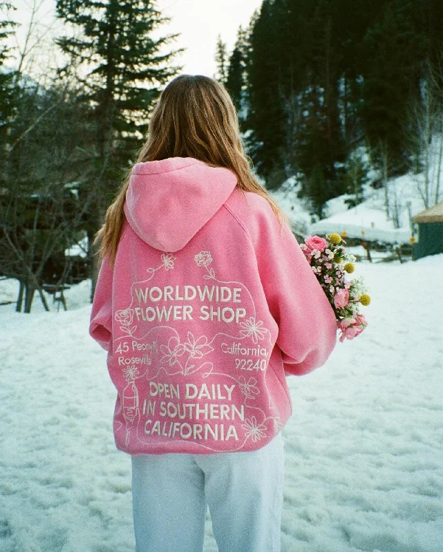 Exclusive Deal "Flower Shop" Oversized Lux Hoodie in Vintage Washed Pink