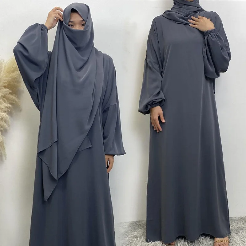 Low Prices 06675#  8 color Nida hoodie abaya muslim prayer plain attached scarf with pockets