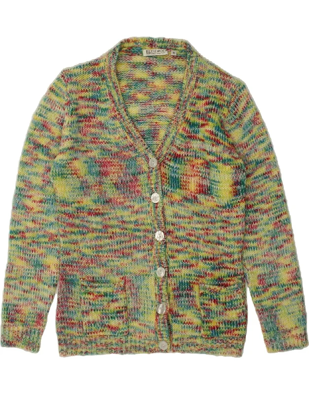 Amazing Deals BLUHMOD Womens Cardigan Sweater UK 14 Medium Green Striped Acrylic