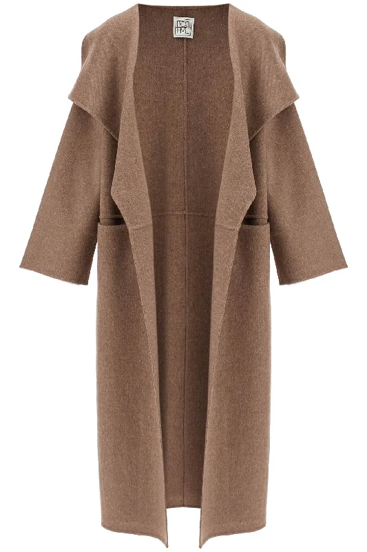 Exclusive Savings beige wool and cashmere kimono coat 251 WRO885 FB0360 OAK MELANGE