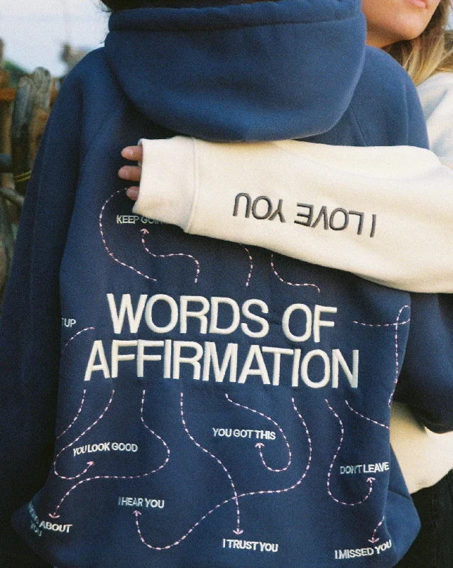 Savings Alert "Words of Affirmation" Oversized Lux Hoodie in Blue