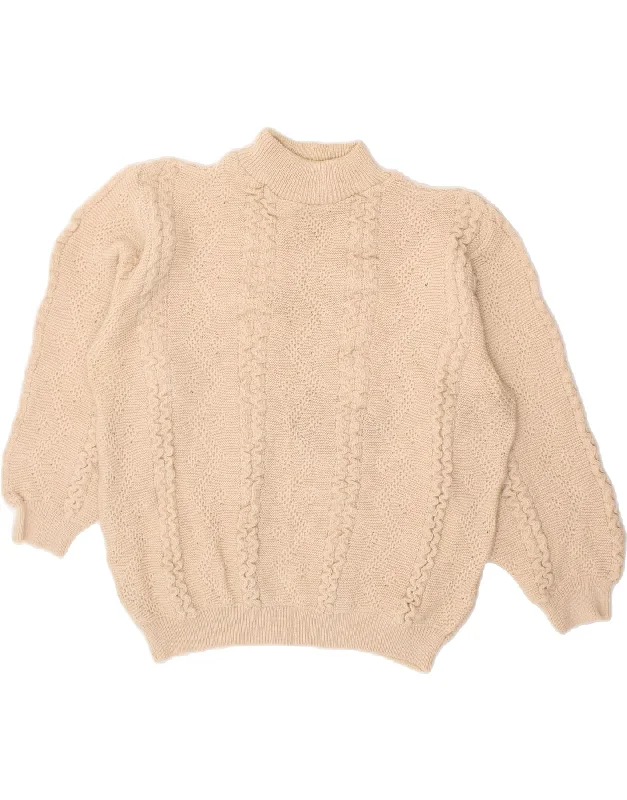 Deal Mania VINTAGE Womens Turtle Neck Jumper Sweater UK 20 2XL Beige Acrylic