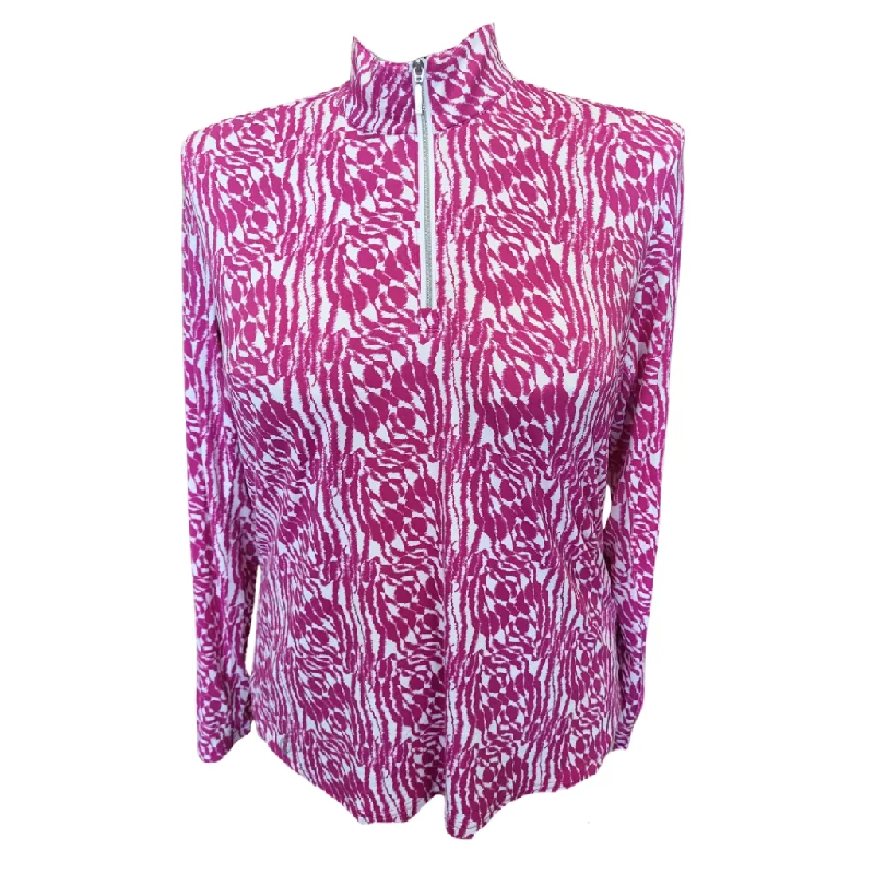 Price Reduction GGBlue Georgia Ice Magenta Zebra Print Zip Mock Sun Shirt Size XL MSP$102