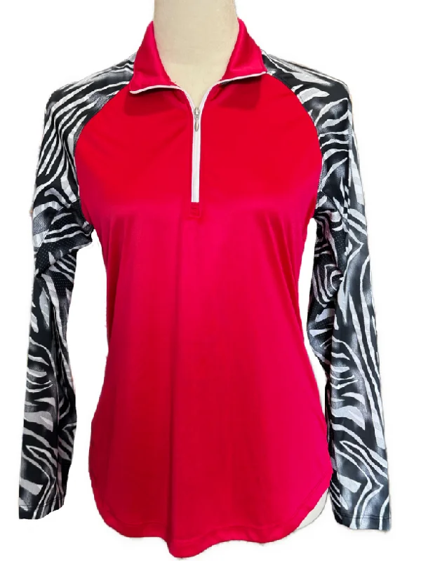 Value Deals Bermuda Sands Ruby Women's Golf Pullover w/Zebra Accents Size S