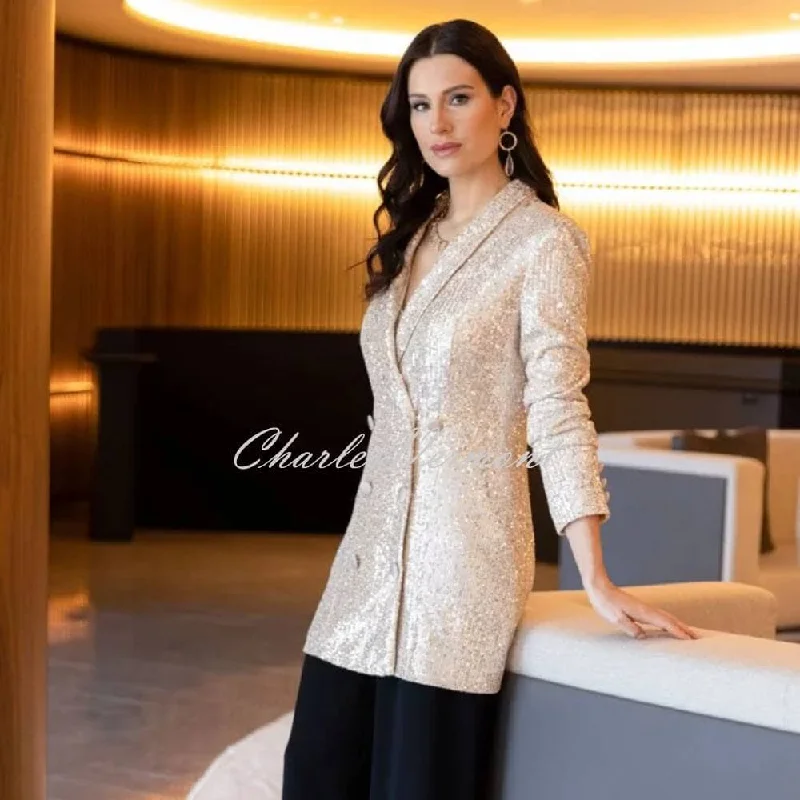 Act Now Frank Lyman Longline Sequin Blazer Jacket - Style 239814U