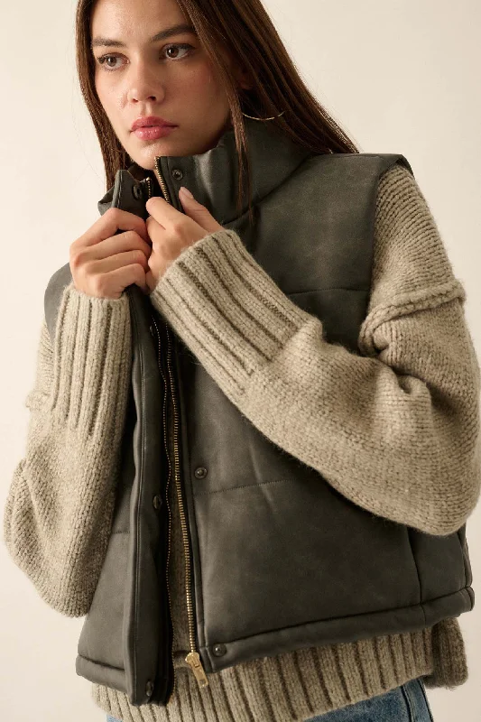 Best Deals Urban Hiker Vegan Leather Puffer Vest