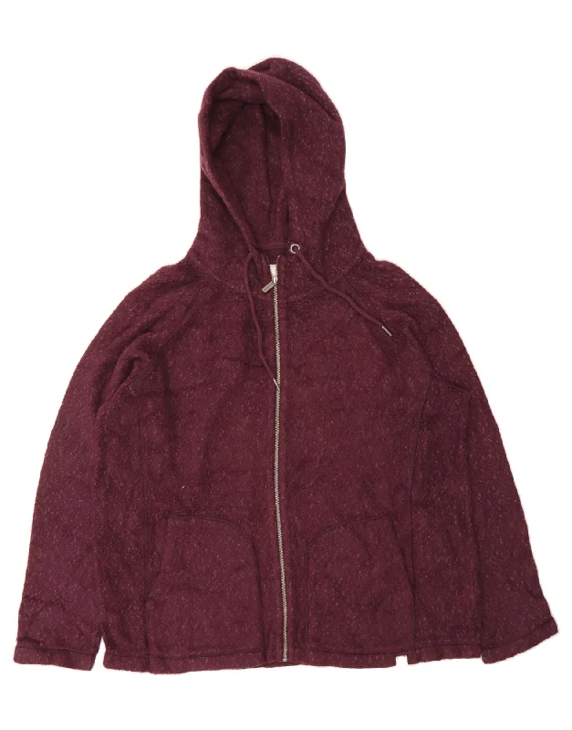 Great Deals FAT FACE Womens Oversized Zip Hoodie Sweater UK 16 Large Maroon Flecked