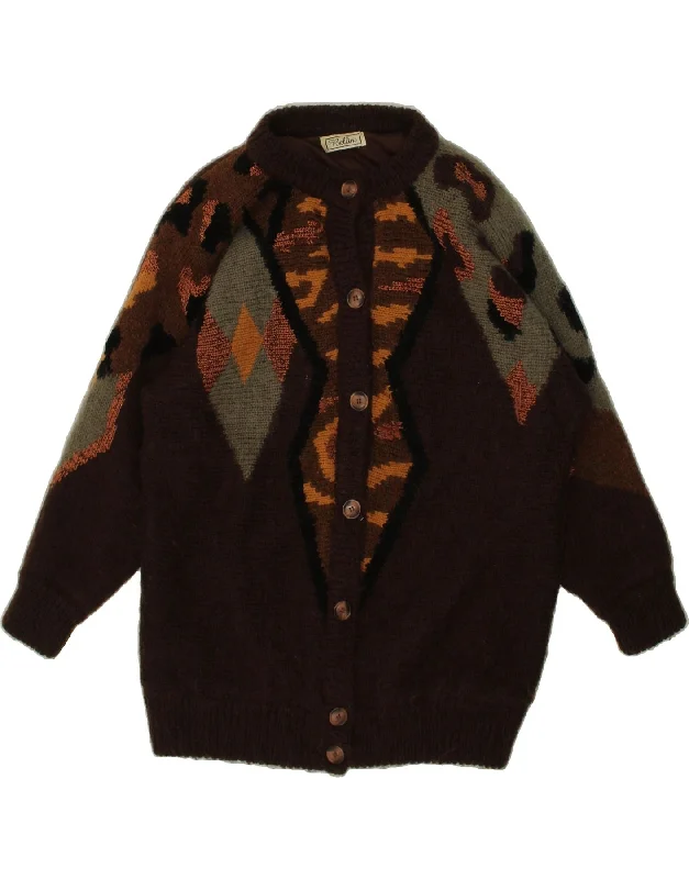Instant Discount BELLINI Womens Longline Cardigan Sweater UK 20 2XL Brown Argyle/Diamond